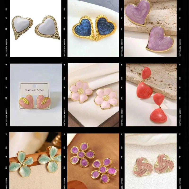 Wholesale 304 Stainless Steel Heart Shape Flower Earrings For Unisex