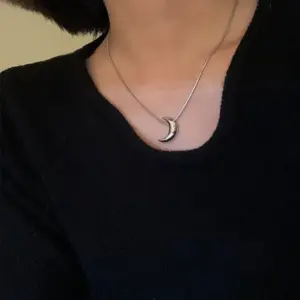 Wholesale Ig Style Moon Titanium Steel Polishing Pendant Necklace