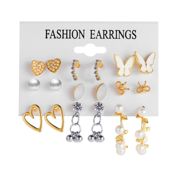Wholesale Factory Direct fashion acrylic pearl earrings simple butterfly peach heart hollow love stud earrings suit women