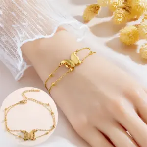 【5313】Double Bead Necklace Butterfly