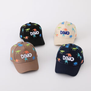 Wholesale Dinosaur graffiti peaked cap Korean style boys and girls three-dimensional embroidery DINO baseball cap Spring and Autumn new cartoon baseball cap