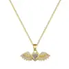 Wholesale 304 Stainless Steel Zircon Angel Wings Heart Shape Elegant Pendant Necklace For Women's