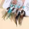 Wholesale Turquoise long feather earrings