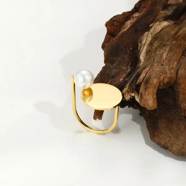 PVD Coated 14K Gold Real Gold Plated U Shape 304 Stainless Steel Fashion Waterproof Non Tarnish Rings