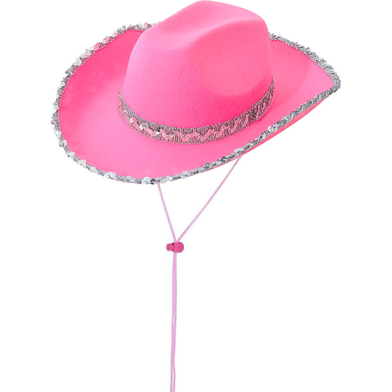 Wholesale Carnival White Sier Edge Sequins Denim Hat Sequins White Beaded Sequins Western Denim Hat Dick Cowboy