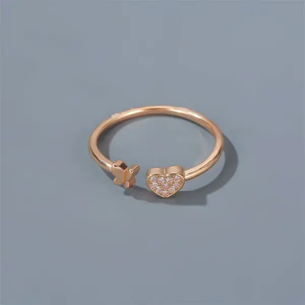 Wholesale Copper Plating Heart Artificial Gemstones Copper Rings