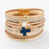 Wholesale Cross-border Hot Selling Jewelry Jewelry Bohemian Multi-layer Bracelet Woven Leather Cross Inlaid Pearl Bracelet
