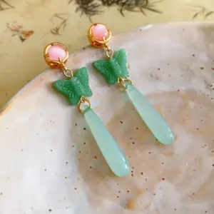 131# Silver Needle-Gold-Green-Pink-Butterfly