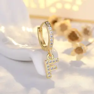 Ear Clip Letters F Only (14K Yellow Gold) / Copper Plating 14K Real Gold