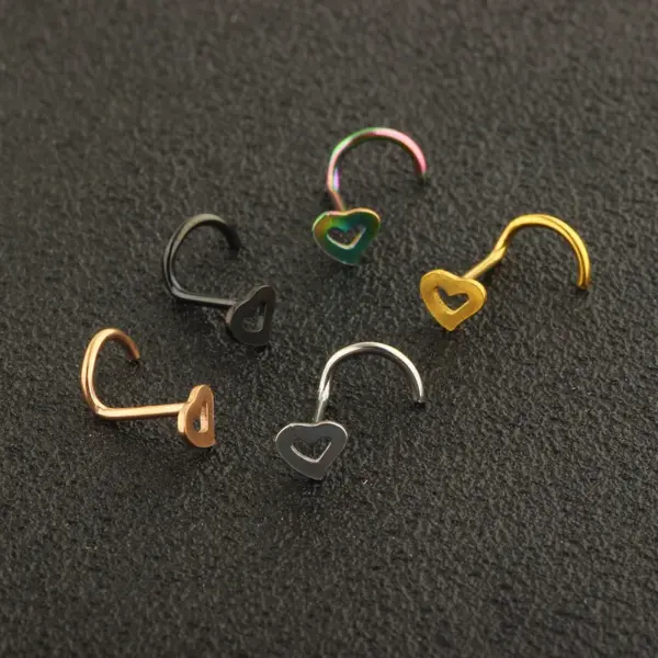 1 Piece Nose Rings & Studs Fashion Heart Shape Metal