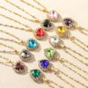 Wholesale European and American Cross-Border Hot Selling Twelve Birthstone Necklaces, High-End Neck Ornaments, Micro-Encrusted Zircon Love-Shaped Clavicle Chains