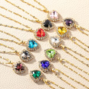 Wholesale European and American Cross-Border Hot Selling Twelve Birthstone Necklaces, High-End Neck Ornaments, Micro-Encrusted Zircon Love-Shaped Clavicle Chains