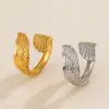 Wholesale PVD Coated 18K Gold Plated Wings 304 Stainless Steel Simple Style Classic Style Waterproof Non Tarnish Open Rings