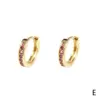 Wholesale Fashion Round Gold Plated Copper Zircon Hoop Earrings