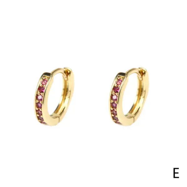 Wholesale Fashion Round Gold Plated Copper Zircon Hoop Earrings
