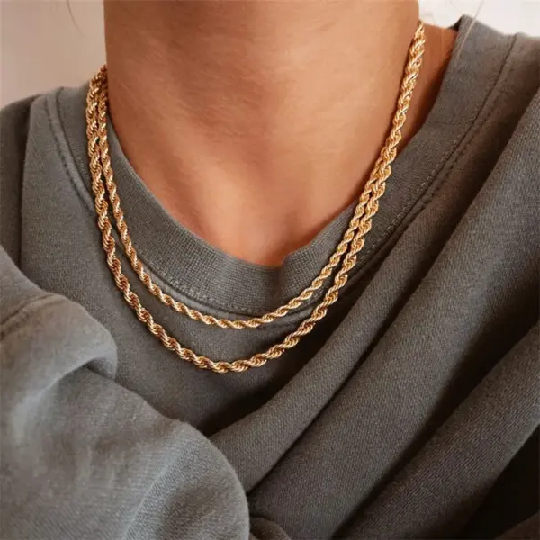 PVD Coated 14K Gold Real Gold Plated U Shape Stainless Steel Fashion Waterproof Non Tarnish 304 Stainless Steel Necklace