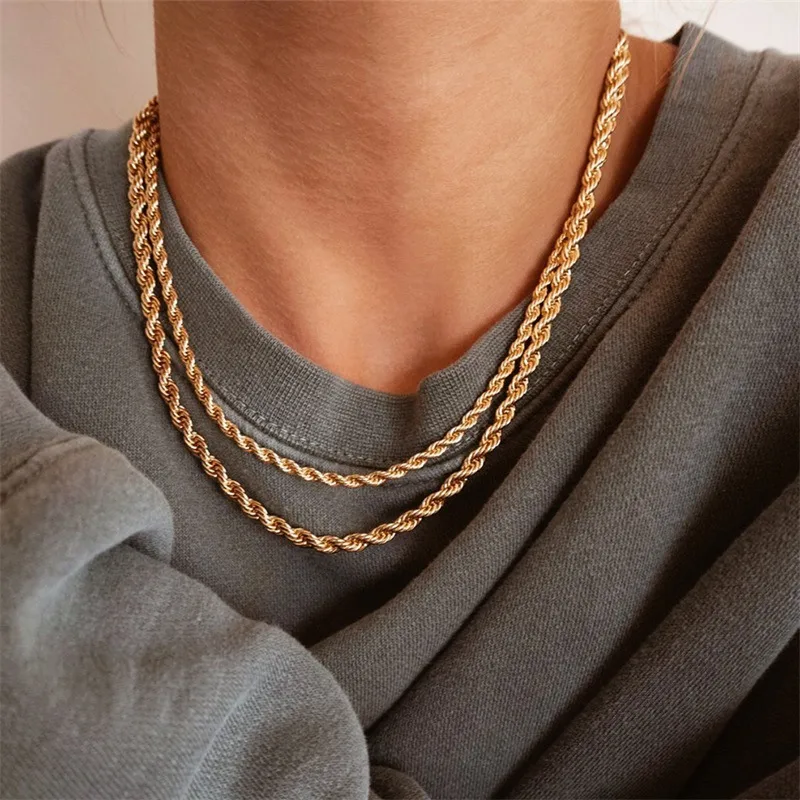 Wholesale PVD Coated 14K Gold Real Gold Plated U Shape Stainless Steel Fashion Waterproof Non Tarnish 304 Stainless Steel Necklace