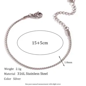 1.8mm S Chain-Steel Bracelet-15cm+5cm