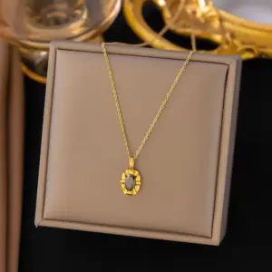 8 [Ah91] Black Mirror Necklace / Gold