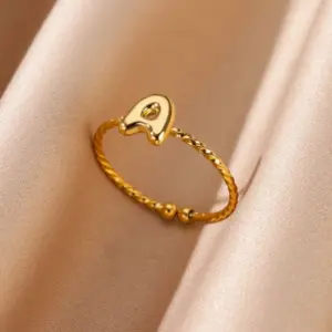 PVD Coated Real Gold Plated Letter 304 Stainless Steel Elegant Simple Style Streetwear Waterproof Non Tarnish Open Rings