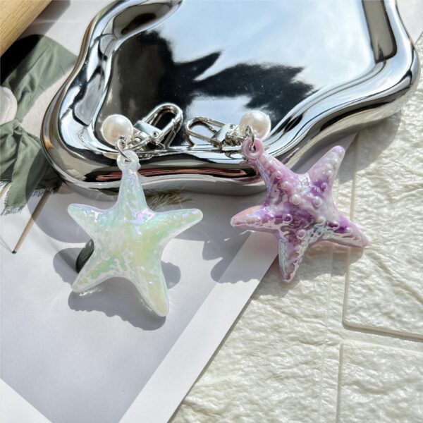 Wholesale Creative gradient shell starfish keychain pendant marine DIY acrylic glue drop cute student schoolbag pendant