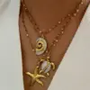 Wholesale 316L Stainless Steel Tortoise Starfish Conch Waterproof Non Tarnish Surgical Steel Marine Style Pendant Necklace For Women's