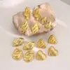 Wholesale 201 Stainless Steel 304 Stainless Steel Quadrilateral Heart Shape Electroplating Stone-Free Imitation Gold Simple Style Classic Style Hollow Out Ear Studs