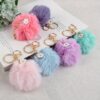 Wholesale 6PCS cross-border explosions Rex Rabbit imitation rabbit fur ball pendant artificial fur ball key chain pendant luggage hanging accessories