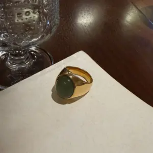 Titanium Steel Aventurine Gold Ring No. 7