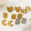 Wholesale Elegant Pearl Titanium Steel Geometric Heart Shaped Earrings Women's Sweet Style Butterfly Knot Jewelry Accessory Combination