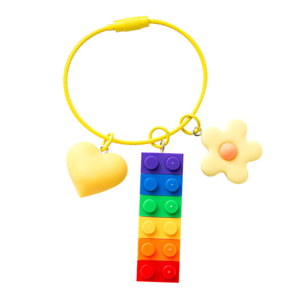 Wholesale Candy Bell Bag Jewelry Car Key Ring Cartoon Love Creative Gift Rainbow Building Blocks Keychain Pendant