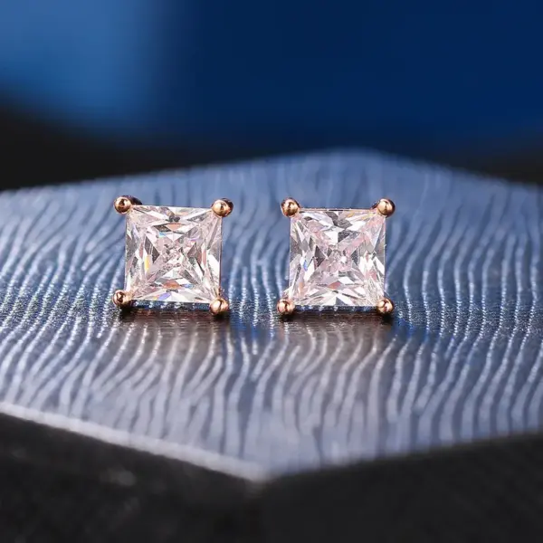 Wholesale Simple Style Square Copper Inlay Zircon Ear Studs 1 Pair