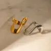 Wholesale 304 Stainless Steel Solid Color PVD Coated Titanium Steel 18K Real Gold Plated Real Gold Plated IG Style Simple Style Waterproof Non Tarnish Irregular Gold Rings