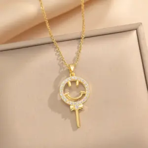 432 Gold Smiley Necklace