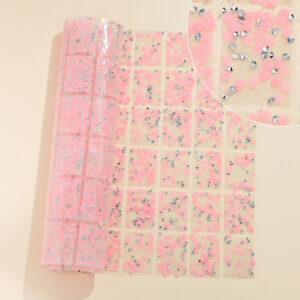 32 pink rabbit head + pointed rhinestone luminous / Geometric special-shaped resin hot-melt adhesive tape [whole piece 24*40cm, small square 3*4cm]