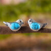 Wholesale Bird earrings inlaid with turquoise vintage stud earrings