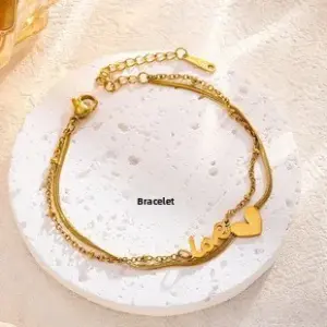 7715 Heart-Shaped Double-Layer Bracelet