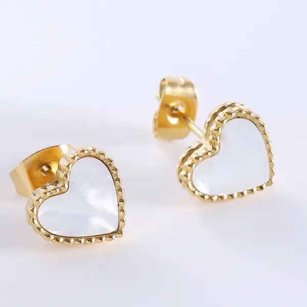 Wholesale 1 Pair Casual Simple Style Heart Shape Plating Inlay 304 Stainless Steel Acrylic Ear Studs