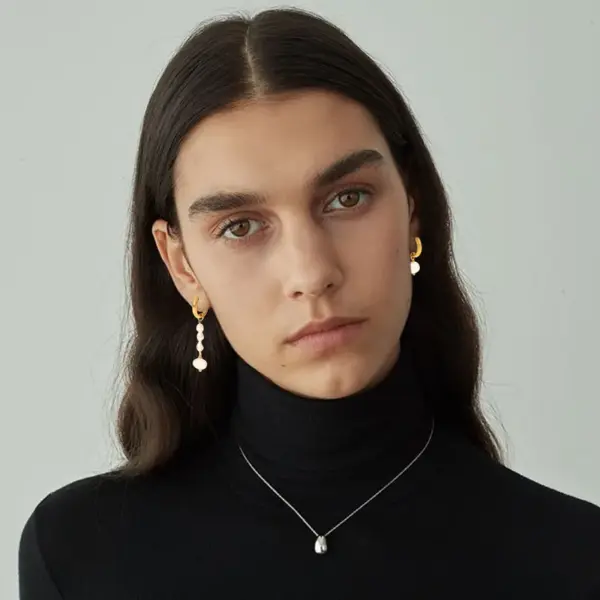 Wholesale 1 Pair Fashion Geometric Asymmetrical Plating 304 Stainless Steel Freshwater Pearl Earrings