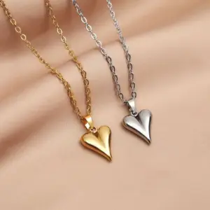 Wholesale PVD Coated 18K Gold Plated Heart Shape Stainless Steel IG Style Commute Waterproof Non Tarnish 304 Stainless Steel Pendant Necklace