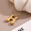 Wholesale Jewelry Casual Modern Style Simple Style Letter 304 Stainless Steel 18K Gold Plated Handmade Polishing Snake Chain Pendant Necklace