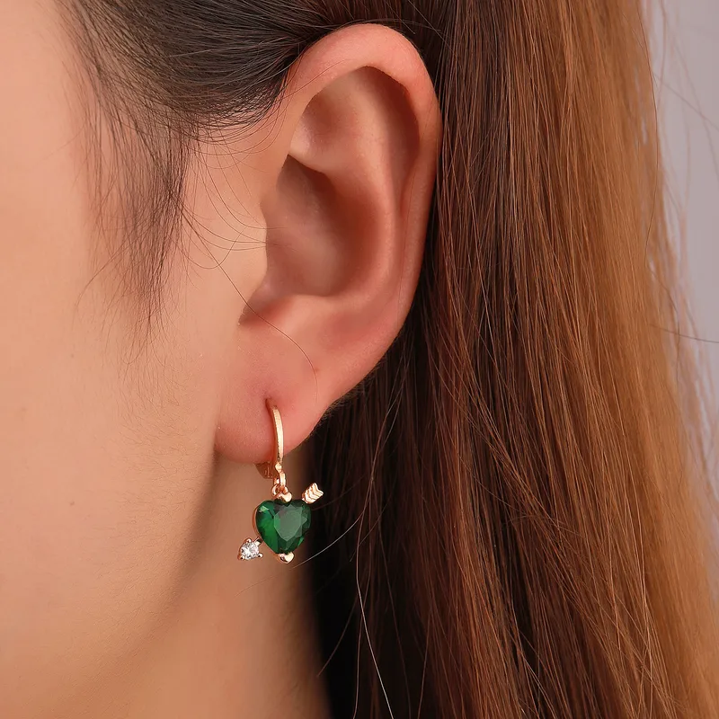 Wholesale Fashion Vintage Heart Inlaid Zircon Arrow Copper Earrings Wholesale Nihaojewelry