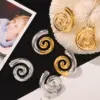 PVD Coated Real Gold Plated 18K Gold Lines Spiral 304 Stainless Steel Simple Style Classic Style Waterproof Non Tarnish Ear Studs