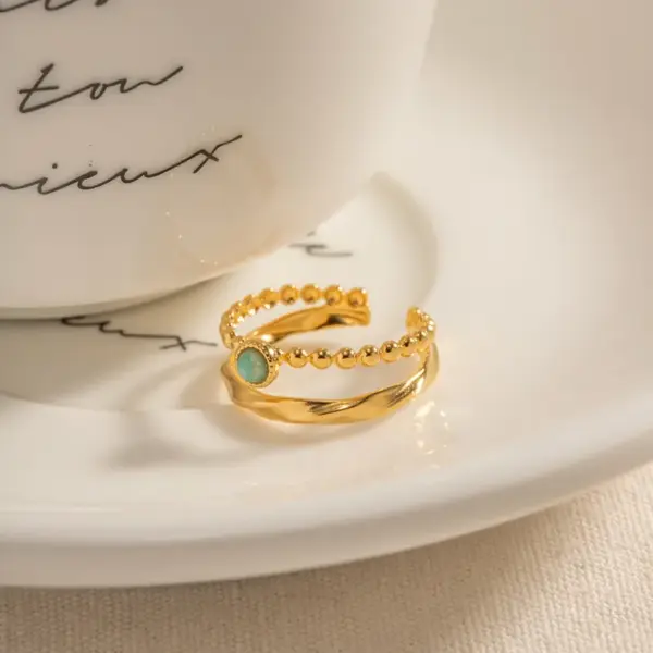 PVD Coated Real Gold Plated 18K Gold Geometric 304 Stainless Steel IG Style Modern Style Waterproof Non Tarnish Open Rings