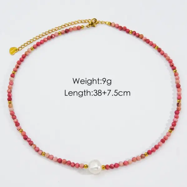 Casual Simple Style Multicolor Natural Stone Freshwater Pearl Shell Beaded Handmade Plating Necklace
