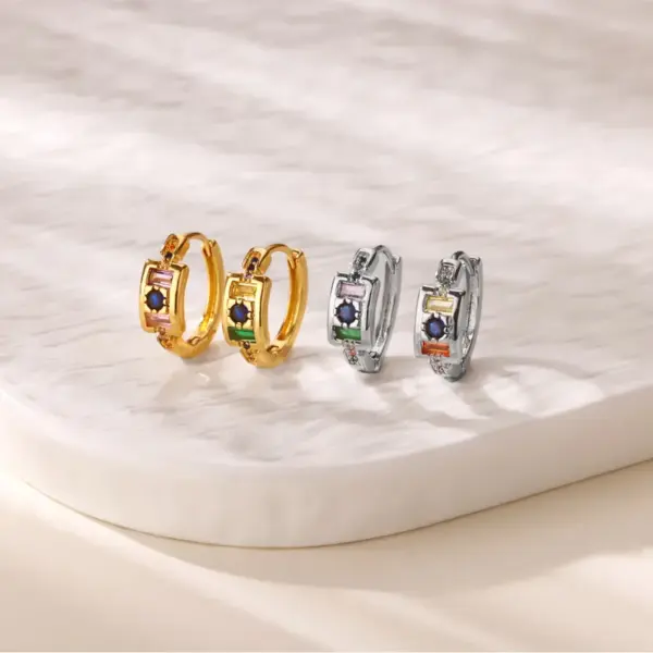 Copper Geometric PVD Coated Real Gold Plated IG Style Elegant Waterproof Non Tarnish Hoop Earrings