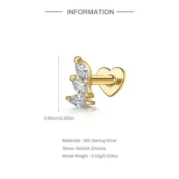 Wholesale 1 Piece Ear Cartilage Rings & Studs Casual Simple Style Streetwear Geometric 925 Sterling Silver Plating Ear Cartilage Rings & Studs