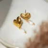 Wholesale PVD Coated Real Gold Plated 18K Gold Heart Shape 304 Stainless Steel IG Style Simple Style Waterproof Non Tarnish Drop Earrings