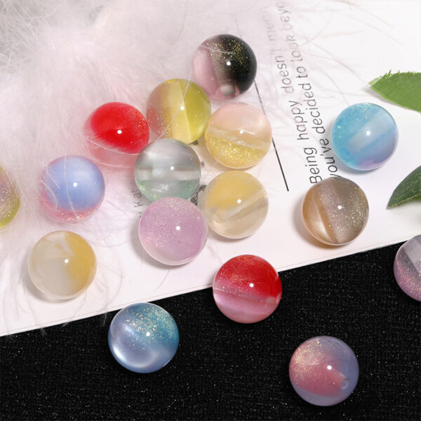 Wholesale New 16mm gradient fine glitter round acrylic colored straight hole bead DIY jewelry accessories loose beads