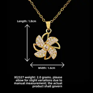 XL2327 Rotating Windmill Necklace / Gold